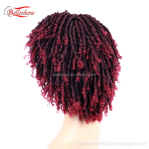 Hot sell Soft Dreadlocks Hair 6 Inch Wig Ombre Black Bug Crochet Braids Wigs Heat Resistant Synthetic Short Wigs